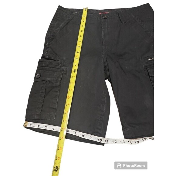 Guess Casual Black Cargo Shorts for Men Solid Color Sweat Shorts with Zipper - Picture 5 of 9